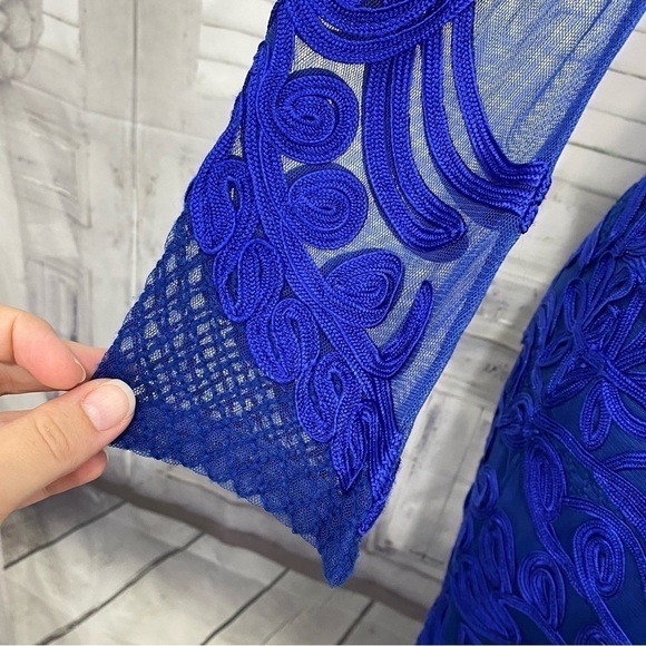 JS Collections Size 2 Sheath Royal Blue 3/4 Sleeve Round Neck Dress Formal NWOT - Picture 10 of 13